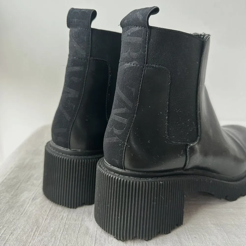 Zara Lug‎ Sole Ankle Platform Boots Black Size 38 Chunky Heel US 7.5